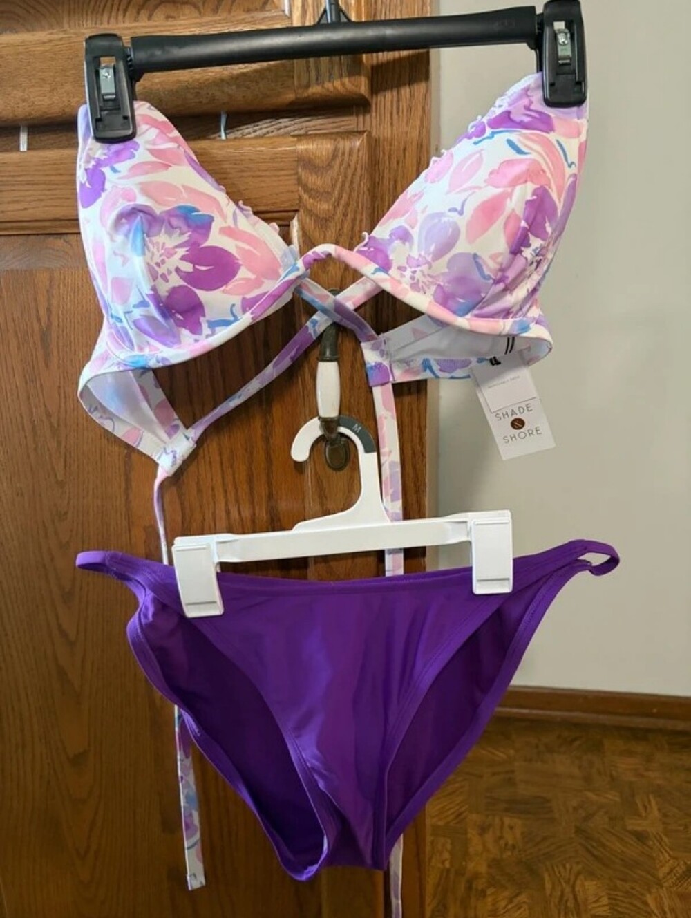 Shade & Shore Teal Strapless Bikini with Front Tie High-Waist Bottoms